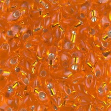 Miyuki long Magatama beads 4x7mm - Orange silver lined LMA-8